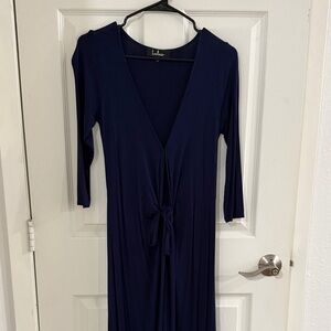 Lulu's Navy Blue Wrap Maxi Dress